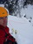 Trochu nasrdený na počasie začínam lyžovať z hrebeňa Trollklorn najskôr pár metrov po východnom hrebeni a potom na sever smerom do Lavskarrenny