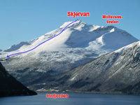 SV svahy masívu Skjervan, oblasť Innfjorden