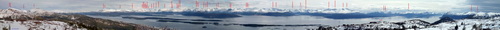 Panoráma z Varden s vyznačením kopcov, ktoré som mal doposiaľ možnosť navštíviť (fotené 4.5.2013)