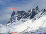 Luttinden - J vrchol cez JV kuloár